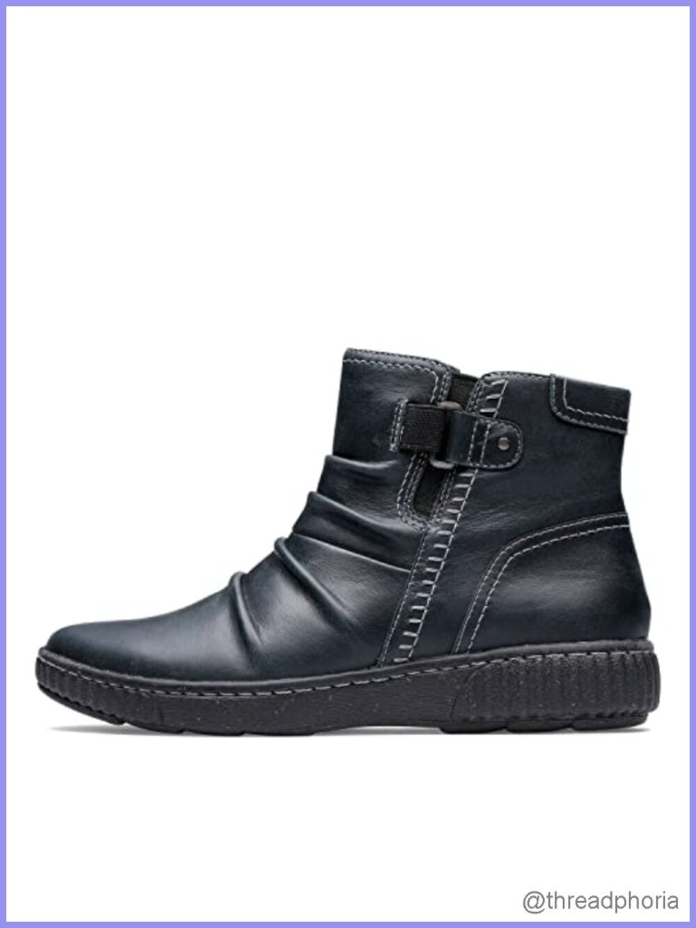 Clarks Caroline Orchid Ruched Leather Ankle Bootie